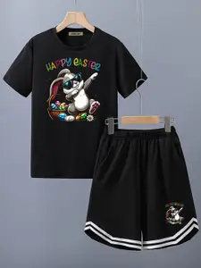 INCLUD Boys Happy Easter Graphic Printed Short Sleeves T-shirt With Shorts