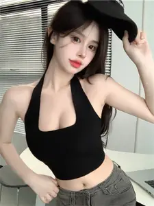 StyleCast x Revolte Halter Neck Fitted Crop Top