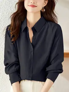 StyleCast Women Spread Collar Solid Casual Shirt
