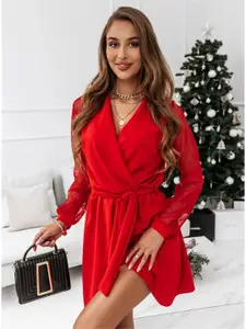 StyleCast Red V-Neck Wrap Dress