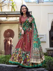LOOKNBOOK ART Floral Printed Ready to Wear Lehenga & Unstitched Blouse With Dupatta