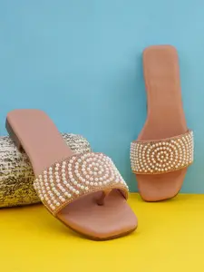 BAESD Women Embellished Party Open Toe Flats