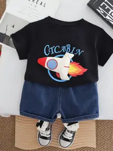 StyleCast x Revolte Boys Printed Round Neck T-Shirt With Shorts