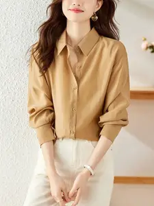 StyleCast Women Relaxed Fit Spread Collar Solid Casual Shirt