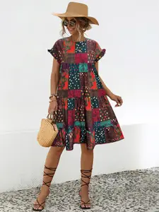 StyleCast x Revolte Abstract Printed Fit & Flare Dress