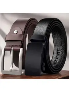 The Roadster Lifestyle Co Men Set Of 2 Textured Leather Belts