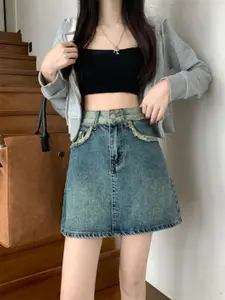 StyleCast Denim Straight Mini Skirt