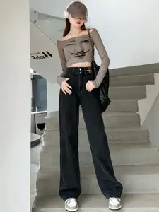 StyleCast Women Straight Fit High-Rise Jeans