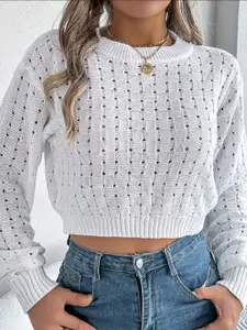 StyleCast x Revolte Women Open Knit Crop Pullover