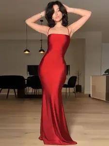 StyleCast Women Halter Neck Tie-Ups Maxi Dress