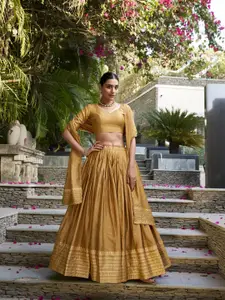 LOOKNBOOK ART Floral Woven Design Ready to Wear Lehenga & Unstitched Blouse With Dupatta