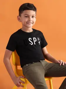 U.S. Polo Assn. Kids Boys Glossy Finish Printed Pure Cotton T-shirt