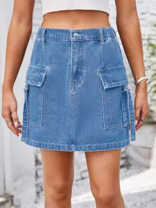 StyleCast Denim Above Knee A-Line Skirt