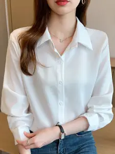 StyleCast Women Spread Collar Solid Casual Shirt