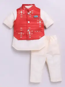 LITTLE COLLARS Boys Ethnic Motifs Regular Kurta with Trousers