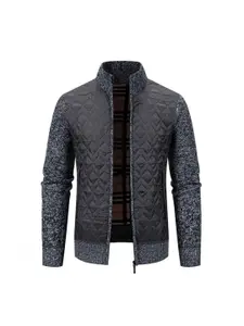 StyleCast x Revolte Men Mock Collar Geometric Casual Jacket