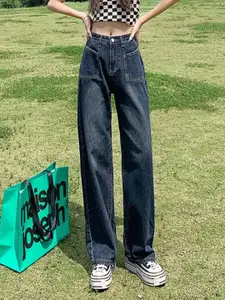 StyleCast Women Straight Fit High-Rise Light Fade Clean Look Cotton Jeans