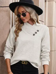 StyleCast Self Design Jacquard Pullover Sweatshirt