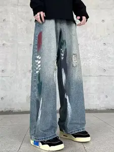 StyleCast x Revolte Men Wide Leg Medium Fade Jeans