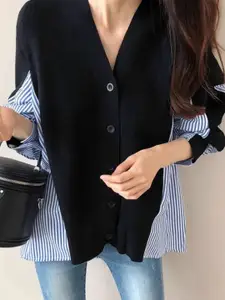 StyleCast Women Striped Front-Open Sweaters