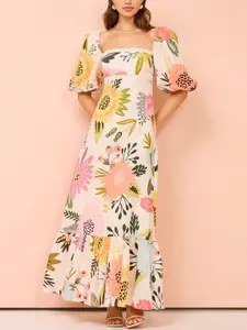 StyleCast x Revolte Women Floral Printed A-Line Midi Dress