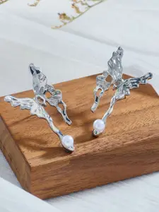 KRENOZ Silver-Plated Pearls Beaded Animal Shaped Studs