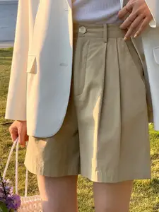 StyleCast Women Beige Solid Regular Fit Shorts