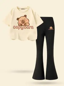 INCLUD Girls Printed Short Sleeves T-shirt With Trousers