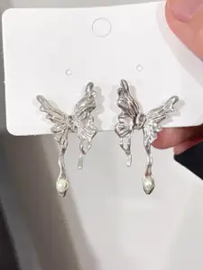 KRENOZ Silver-Plated Pearls Beaded Animal Shaped Studs