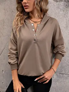 StyleCast Brown Hooded Pullover Sweatshirt