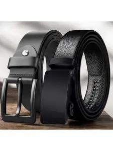 The Roadster Lifestyle Co. Men Set Of 2 Textured Leather  Belts