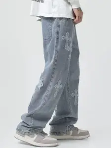 StyleCast x Revolte Men Cotton Baggy Fit Light Fade Jeans