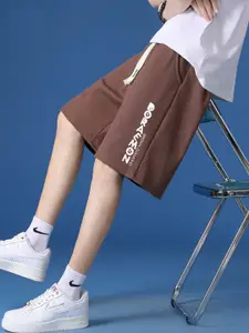 StyleCast x Revolte Coffee Brown Graphic Printed Regular Fit Knee Length Shorts