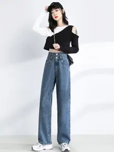 StyleCast Women Straight Fit High-Rise Jeans