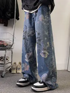 StyleCast x Revolte Men Printed Slouchy Fit Light Fade Stretchable Jeans