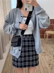 StyleCast x Revolte Women Checked Above Knee Skirt