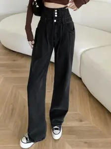 StyleCast Women Straight Fit High-Rise Low Distress Jeans