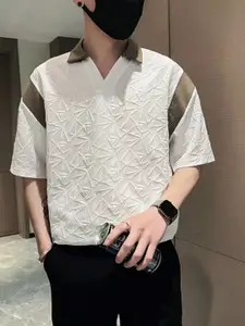 StyleCast Men Self Design Polo Collar T-shirt