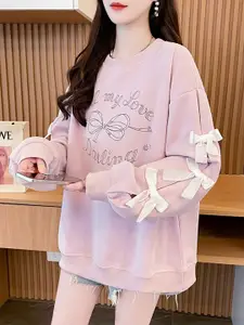 StyleCast x Revolte Women Typography Printed Cotton Sweatshirt