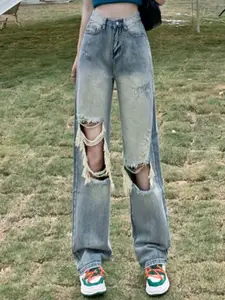 StyleCast Women Regular Fit Highly Distressed Heavy Fade Cotton Jeans