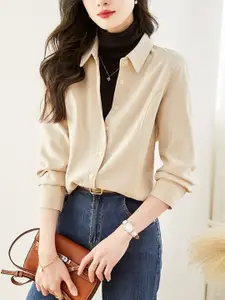 StyleCast Women Spread Collar Solid Cotton Casual Shirt