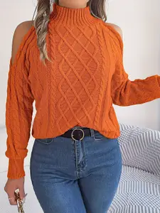 StyleCast x Revolte Women Cable Knit Turtle Neck Pullover Sweater