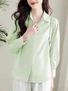 StyleCast Women Spread Collar Solid Cotton Casual Shirt