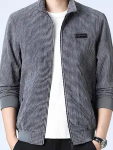 StyleCast x Revolte Grey Solid Windcheater Mock Collar Jacket