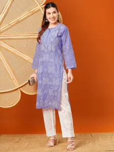ADA Women Ethnic Motifs Embroidered Daily Cotton Straight Kurtas