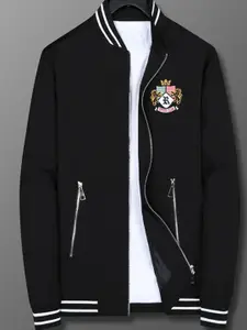 StyleCast x Revolte Men Stand Collar Brand Logo Casual Bomber Jacket