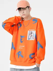 StyleCast x Revolte Men Orange Typography Sweatshirt