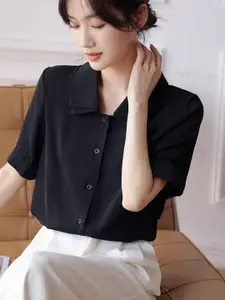 StyleCast Women Spread Collar Solid Casual Shirt