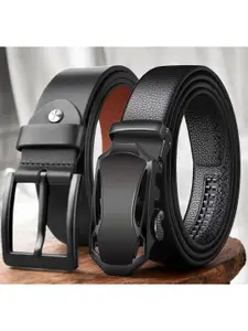 The Roadster Lifestyle Co Men Set Of 2 Textured Leather  Belts