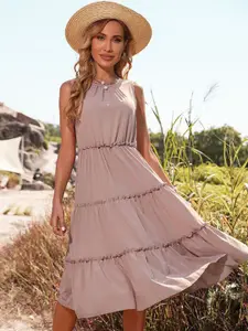 StyleCast Satin A-Line Midi Dress